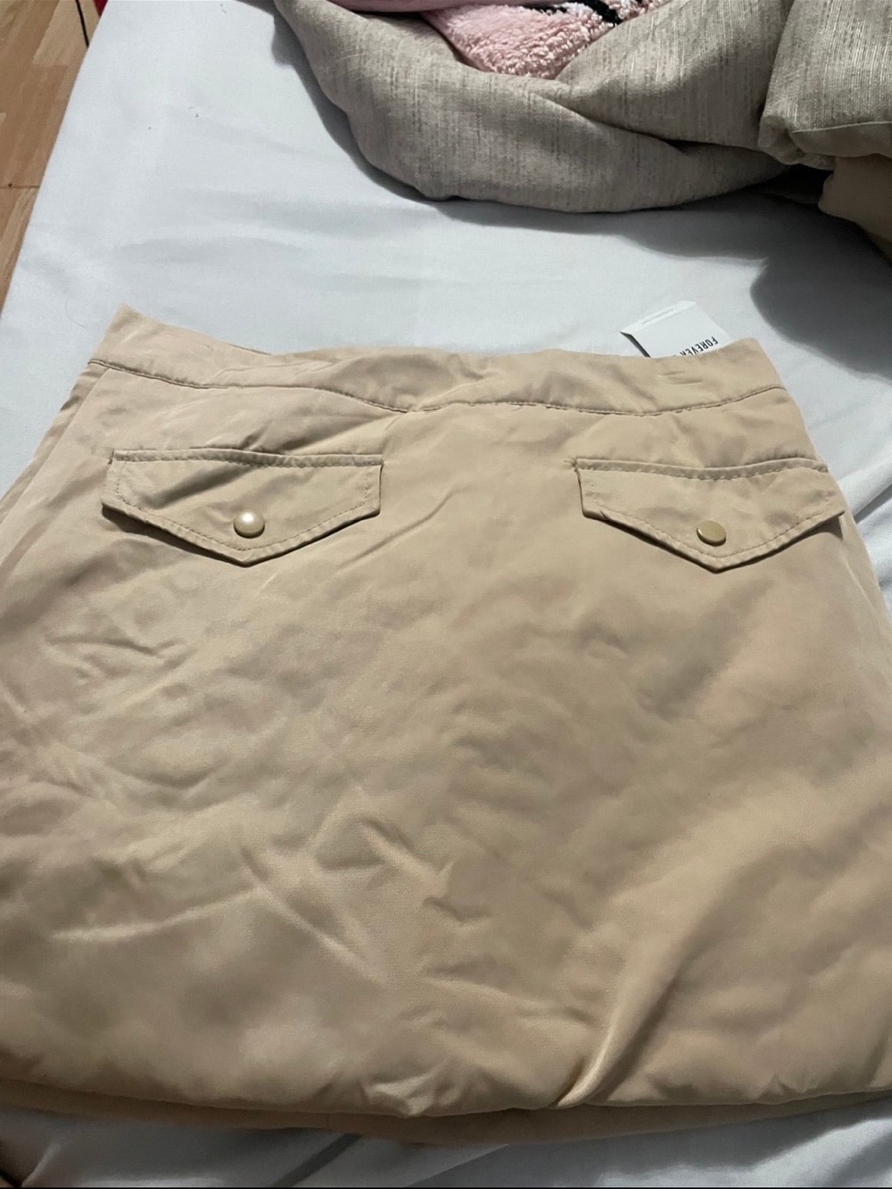 Forever 21 Tan Mini Skirt with Flap Pockets